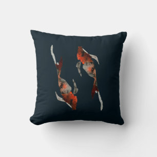 Watercolor koi fish illustration throw pillow