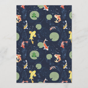 Watercolor Koi Fish Pond Seamless Pattern Invitation