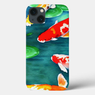 Watercolor Koi Fish Swimming in Pond iPhone 13 Case