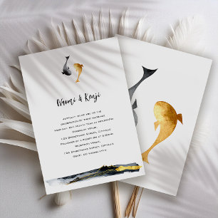 Watercolor Koi Fish Wedding Invitation