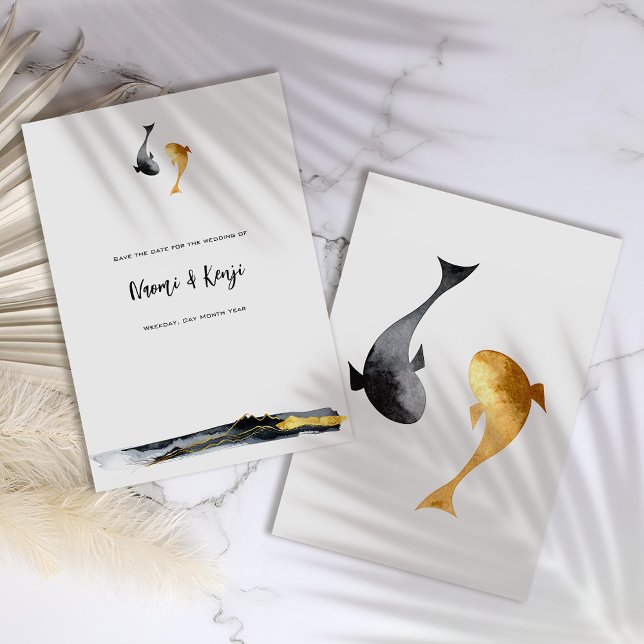 Watercolor Koi Fish Wedding Save The Date (Creator Uploaded)