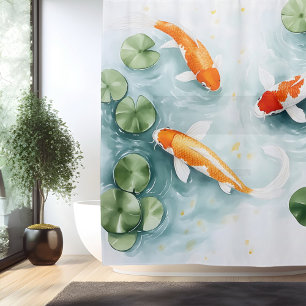 Watercolor Koi Pond Serenity Japanese Style
