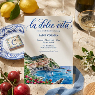 Watercolor La Dolce Vita Italian Bridal Shower Invitation