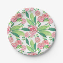 Watercolor La Rosa Whimsy Gold Paper Plates