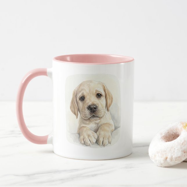 Watercolor Labrador Puppy Mug (Avec donut)