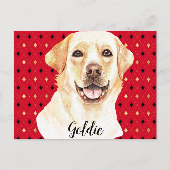 Watercolor Labrador Retriever Dog Personalized Postcard (Front)
