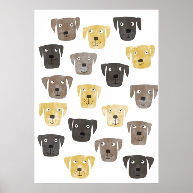 Watercolor Labrador Retriever Dogs Poster (Front)
