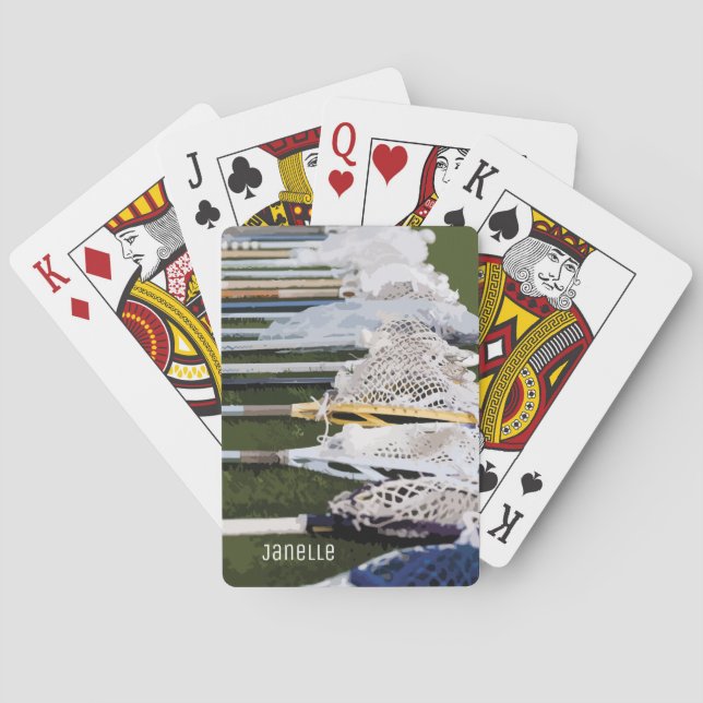 Watercolor Lacrosse Sticks Playing Cards (Back)