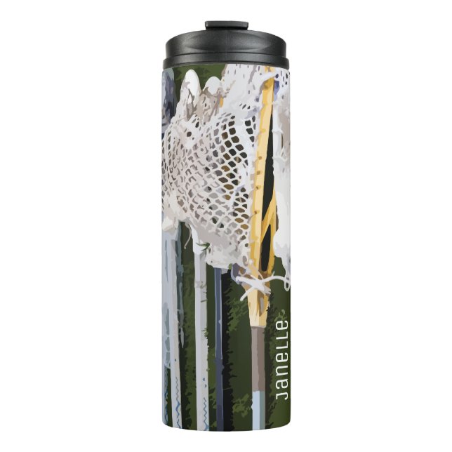 Watercolor Lacrosse Sticks Thermal Tumbler (Front)