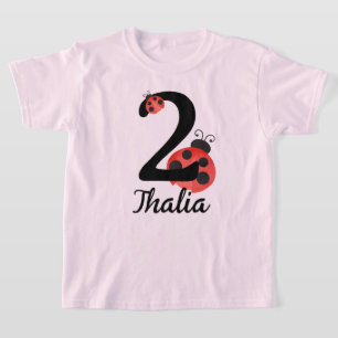 Watercolor Ladybug Birthday Age Party Shirt