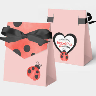 Watercolor Ladybug Birthday Treat Favor Box