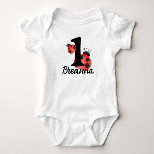 Watercolor Ladybug First Birthday Party Bodysuit