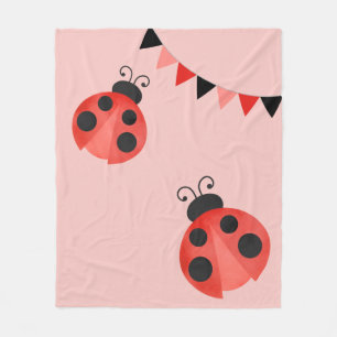 Watercolor Ladybug Light Salmon Pink Fleece Blanket