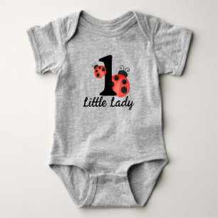 Watercolor Ladybug Little Lady Birthday Bodysuit