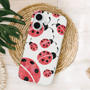 Watercolor Ladybug Pattern iPhone 16 Case