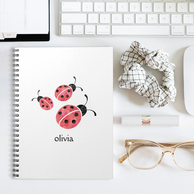 Watercolor Ladybug Personalized Spiral Notebook (Creator Uploaded)