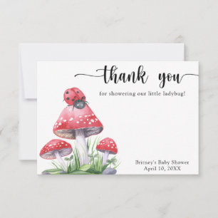 Watercolor ladybug - thank you baby shower card