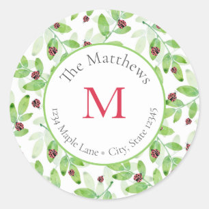  Watercolor Ladybugs & Leaves Pattern labels