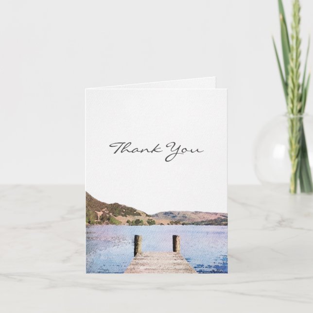 Watercolor Lake Mariage Carte de remerciements ave (Devant)