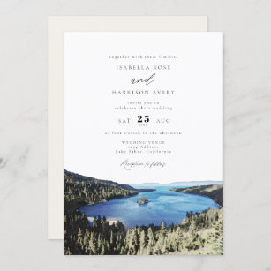 Watercolor Lake Tahoe National Park Wedding Invitation