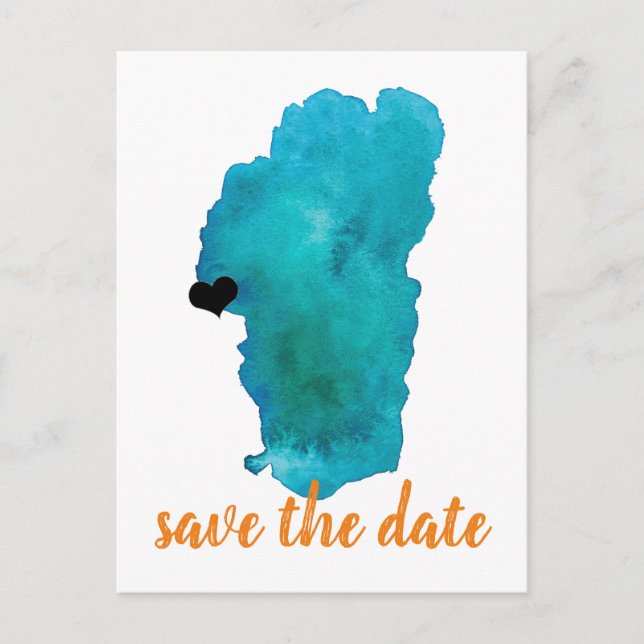 Watercolor Lake Tahoe Wedding Save The Date Announcement Postcard (Front)