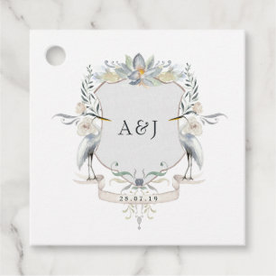 Watercolor Lakeside Wedding Monogram Crest Favour Tags