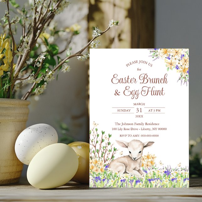 Watercolor Lamb Easter Sunday Celebration Invitation (Creator Uploaded)