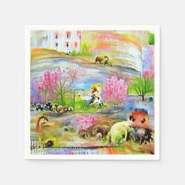 Watercolor Landscape  Napkin (Front)