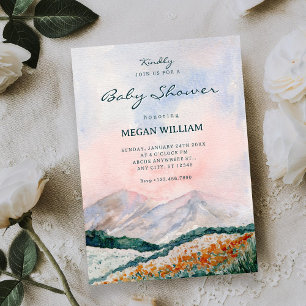 Watercolor landscape nature baby shower invitation
