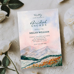 Watercolor landscape nature bridal shower invitation
