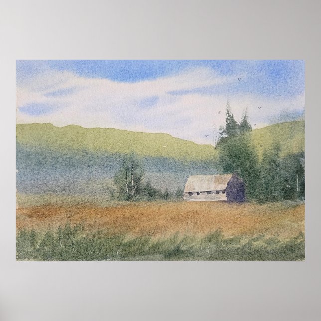 Watercolor Landscape Painting Poster (Front)