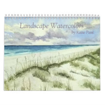 Watercolor landscape painting wall calendar