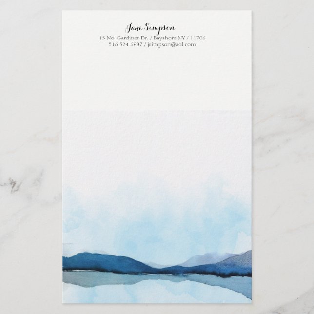 watercolor landscape personal stationary stationery (Front)
