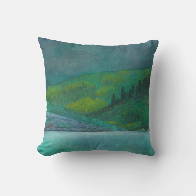 Watercolor landscape throw pillow (Front)