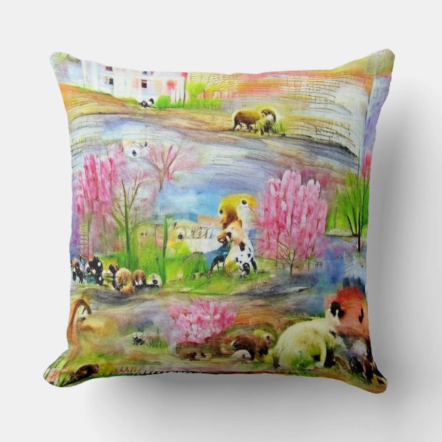 Watercolor Landscape  Throw Pillow (Front)