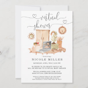Watercolor Laptop Virtual Baby Shower Invitation