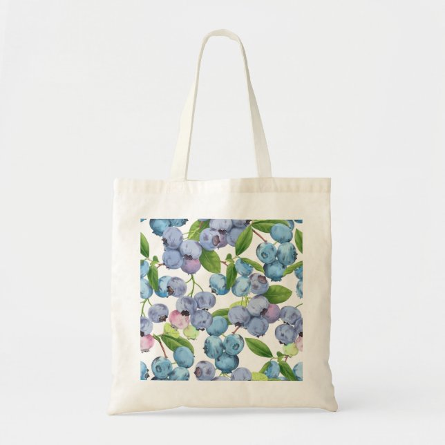 Watercolor Large Blueberry Tote Bag (Front)