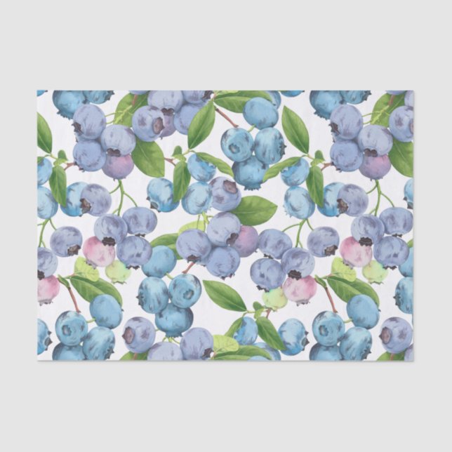 Watercolor Large Juicy Blueberry Tissue Paper (Front)