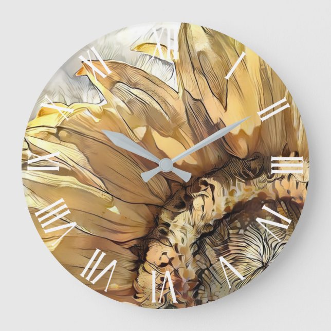 Watercolor Large Sunflower Elegant Collection Large Clock (Front)