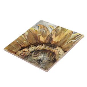 Watercolor Large Sunflower Elegant Collection Tile