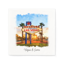 Watercolor Las Vegas Sign Wedding