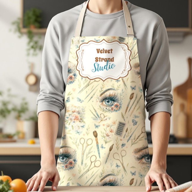 Watercolor Lash Artist Floral Beauty Studio Apron (Creator Uploaded)