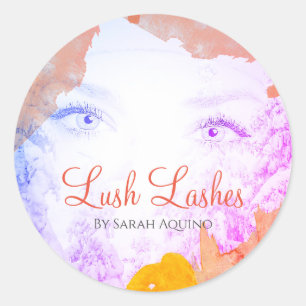 Watercolor Lash Extensions Beauty Business Classic Round Sticker