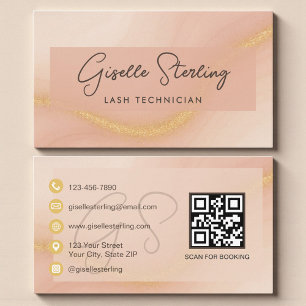 Watercolor Lash Technician QR Code Business Card