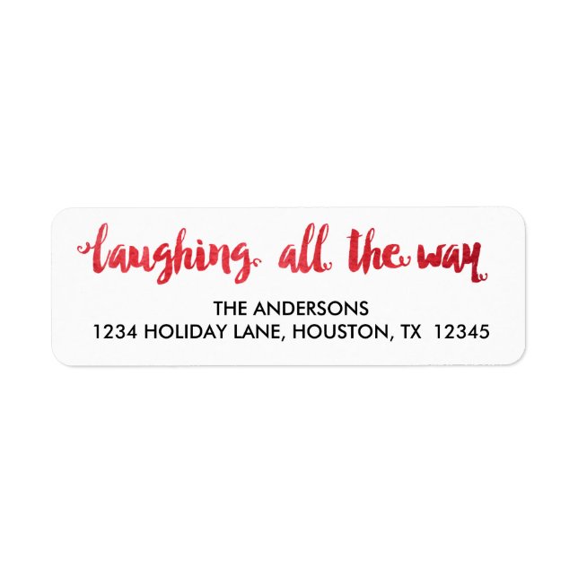 Watercolor Laughing All the Way Holiday Label (Front)