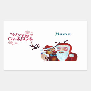 Watercolor Laughing Santa Claus Rudolf Smiling Cof Sticker