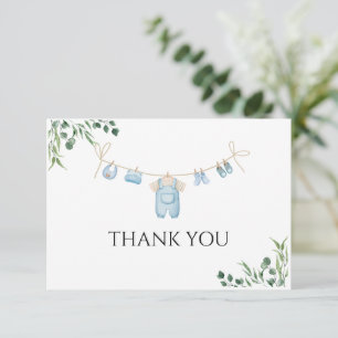 Watercolor  Laundry Blue Baby Shower  Thank You Card