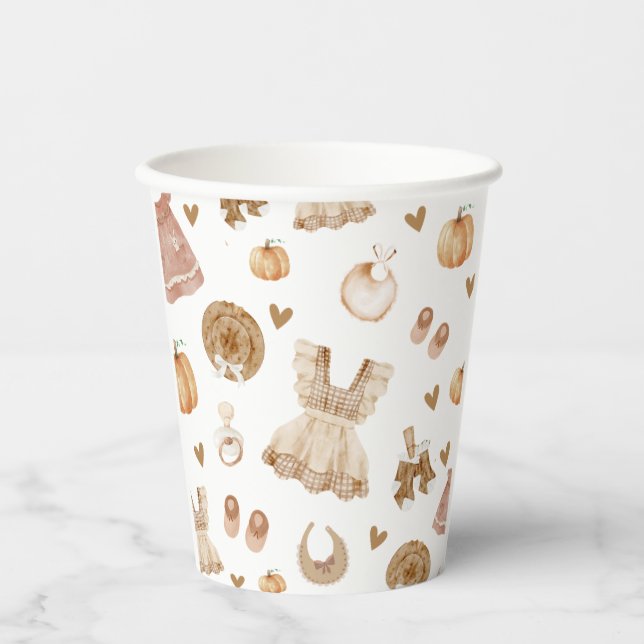 Watercolor Laundry Fall Boho Baby Shower  Paper Cups (Front)