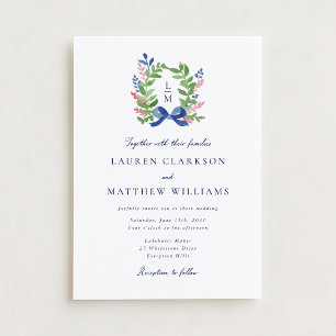 Watercolor Laurel Crest Wedding Invitation
