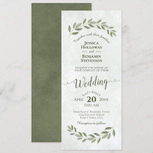 Watercolor Laurel Leaves Sage Green Wedding Invitation
